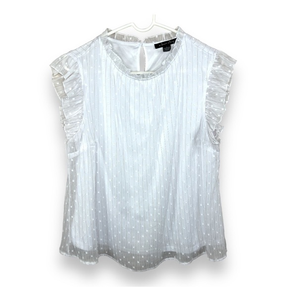 LARGE WHITE FRILLY BLOUSE RUFFLE ACCENT ACADEMIA A LOVE STORY - Picture 1 of 9
